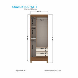 Ropero 3 puertas Off White