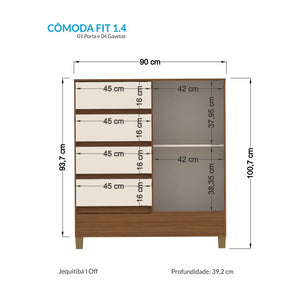 Cómoda FIT  4 gavetas 1 puerta