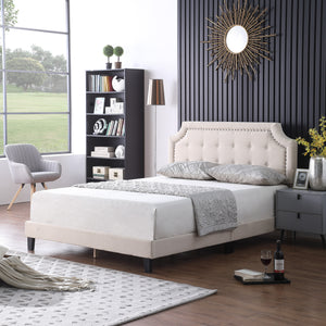 Cama Tapizada King  Beige